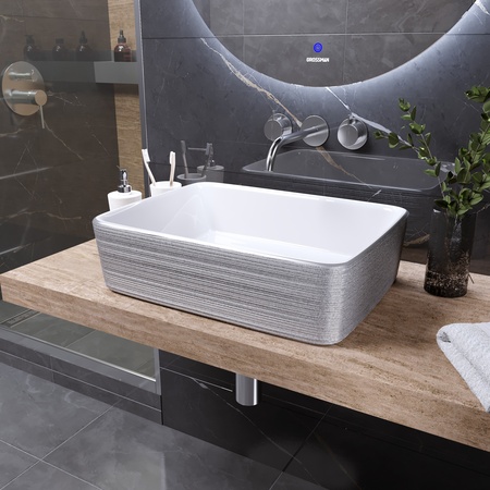 Раковина накладная (48х37) Grossman Color GR-3016SW, серебро